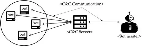 Botnet C&C architecture: zombie computers, C2 server, and bot master