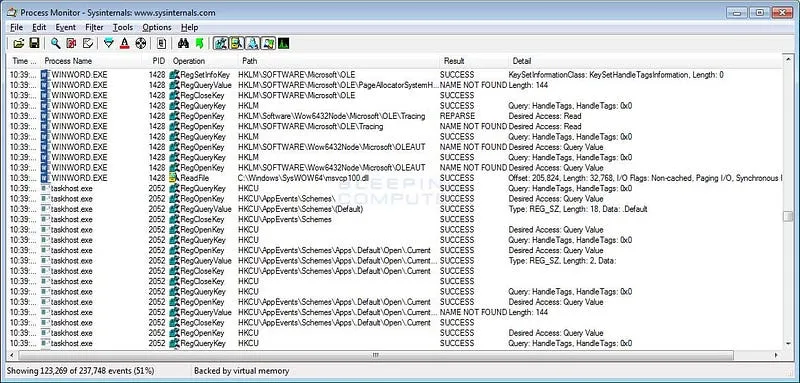 ProcMon Event Log Interface