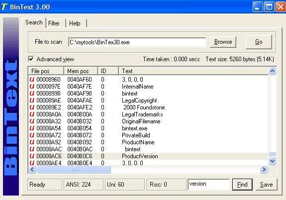 BinText String Extraction Tool