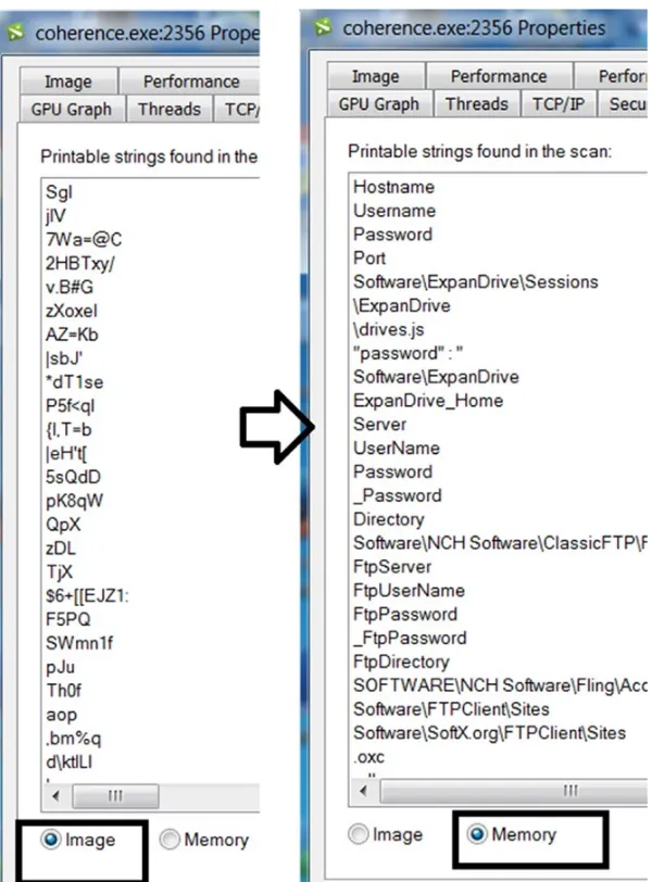 Memory Dump String Search via Process Hacker