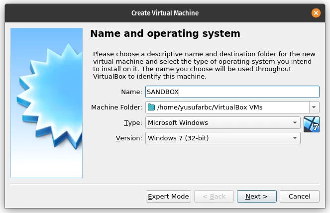 VM Name and Operating System Selection