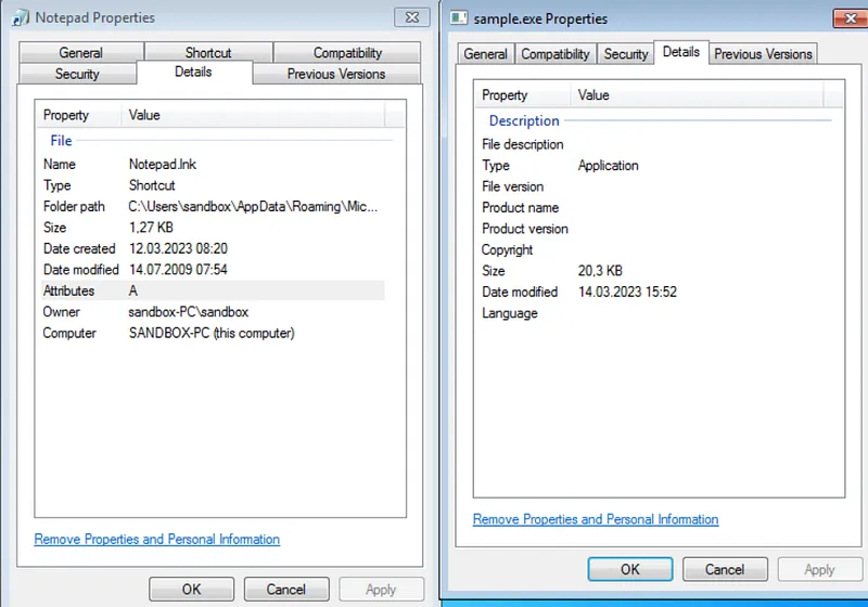 File Properties Version Information Details