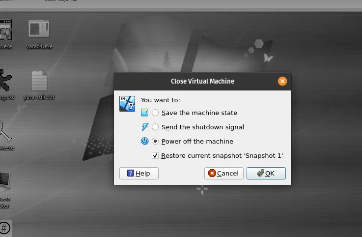 Virtual Machine Snapshot Restoration Screen