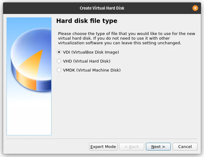Virtual Disk File Type Selection