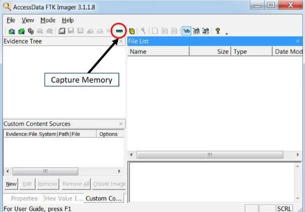 Capturing Live Memory (RAM) Dump via FTK Imager Lite